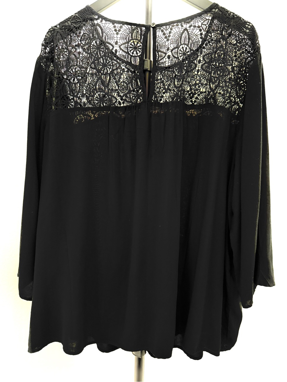 Old Navy Black Lace Yoke Peasant Blouse